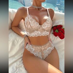 Luxe romantic floral lace panty and bralette lingerie set